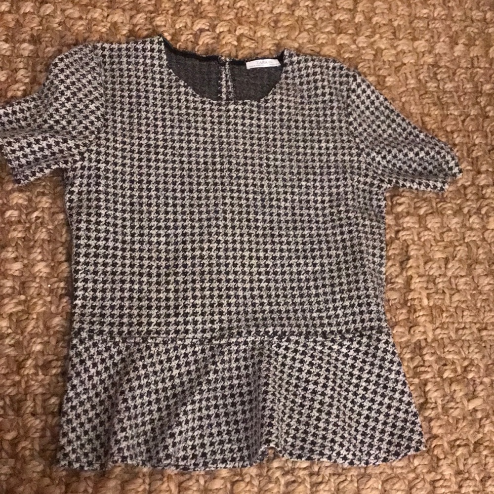 Zara houndstooth peplum top